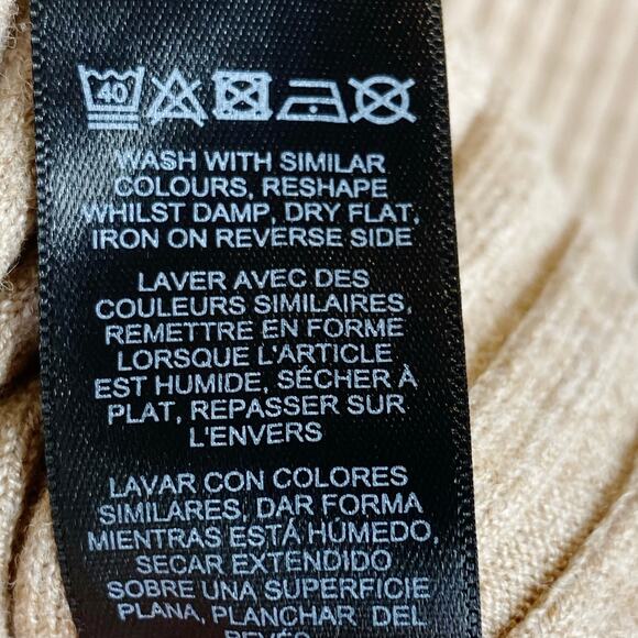 ASOS Womens Size 12 Tan Ribbed Cropped Sweater Long Sleeve Crewneck - Picture 8 of 8